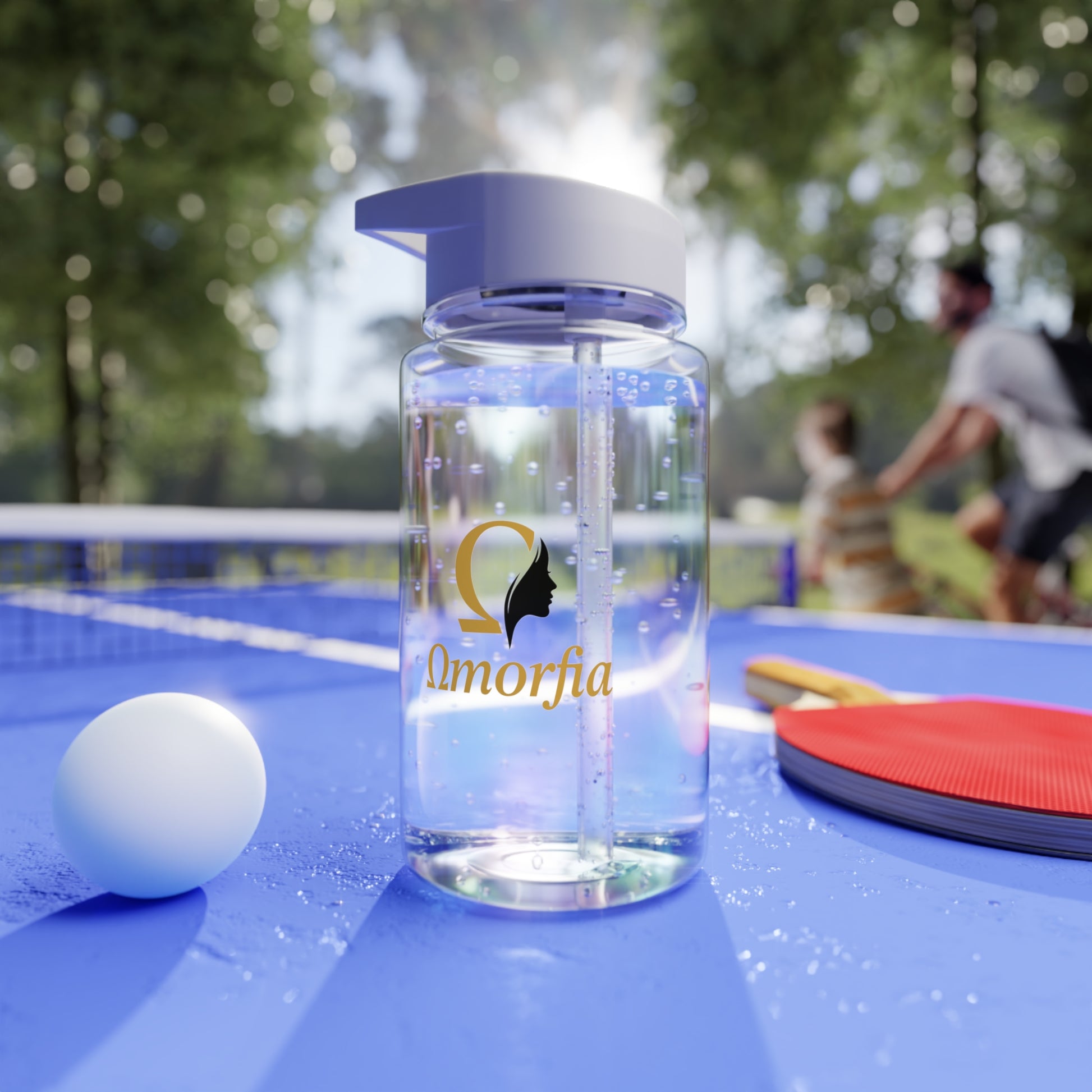 Tritan Water Bottle — Clear Sports Bottle 'Omorfia' Logo & Straw Lid