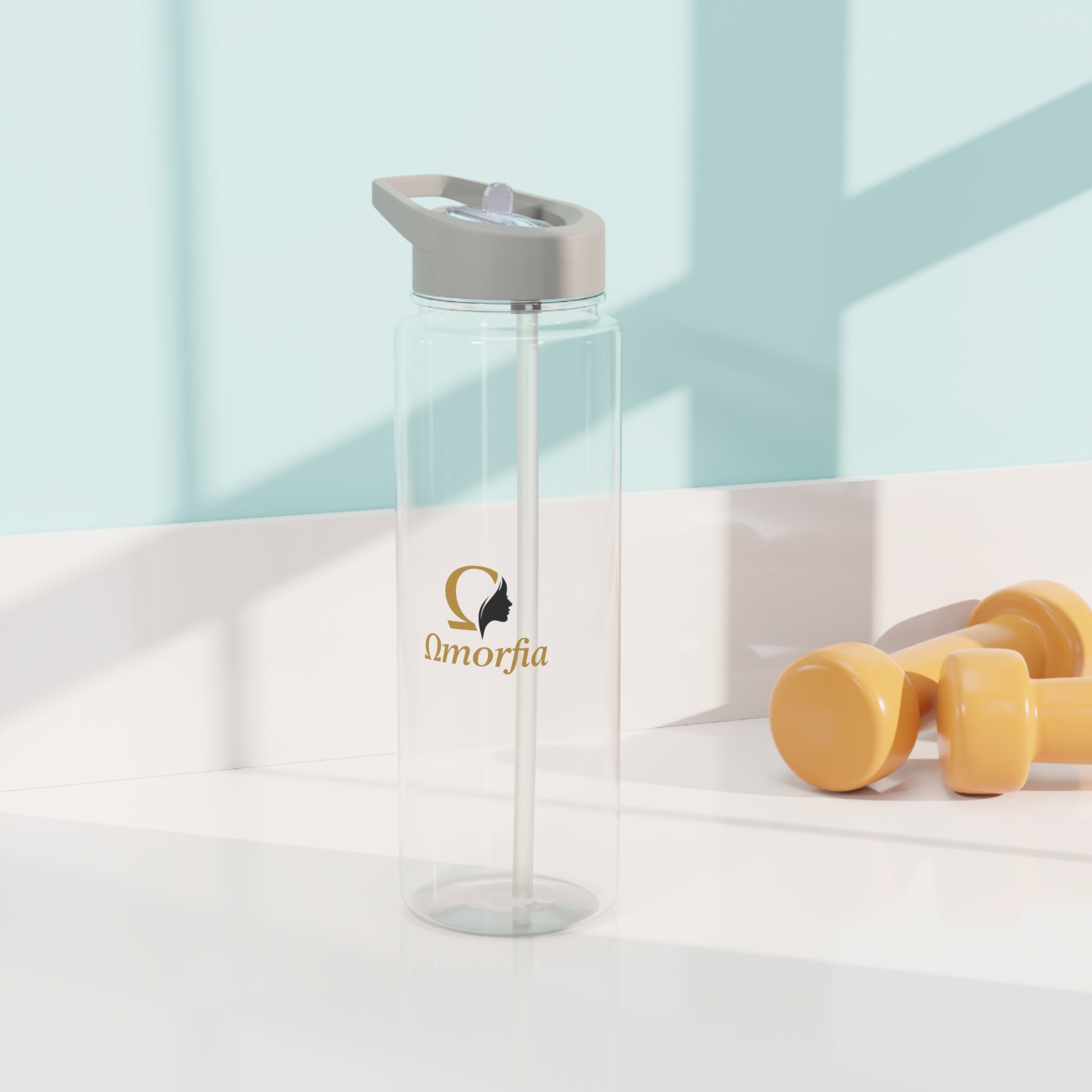 Tritan Water Bottle — Clear Sports Bottle 'Omorfia' Logo & Straw Lid