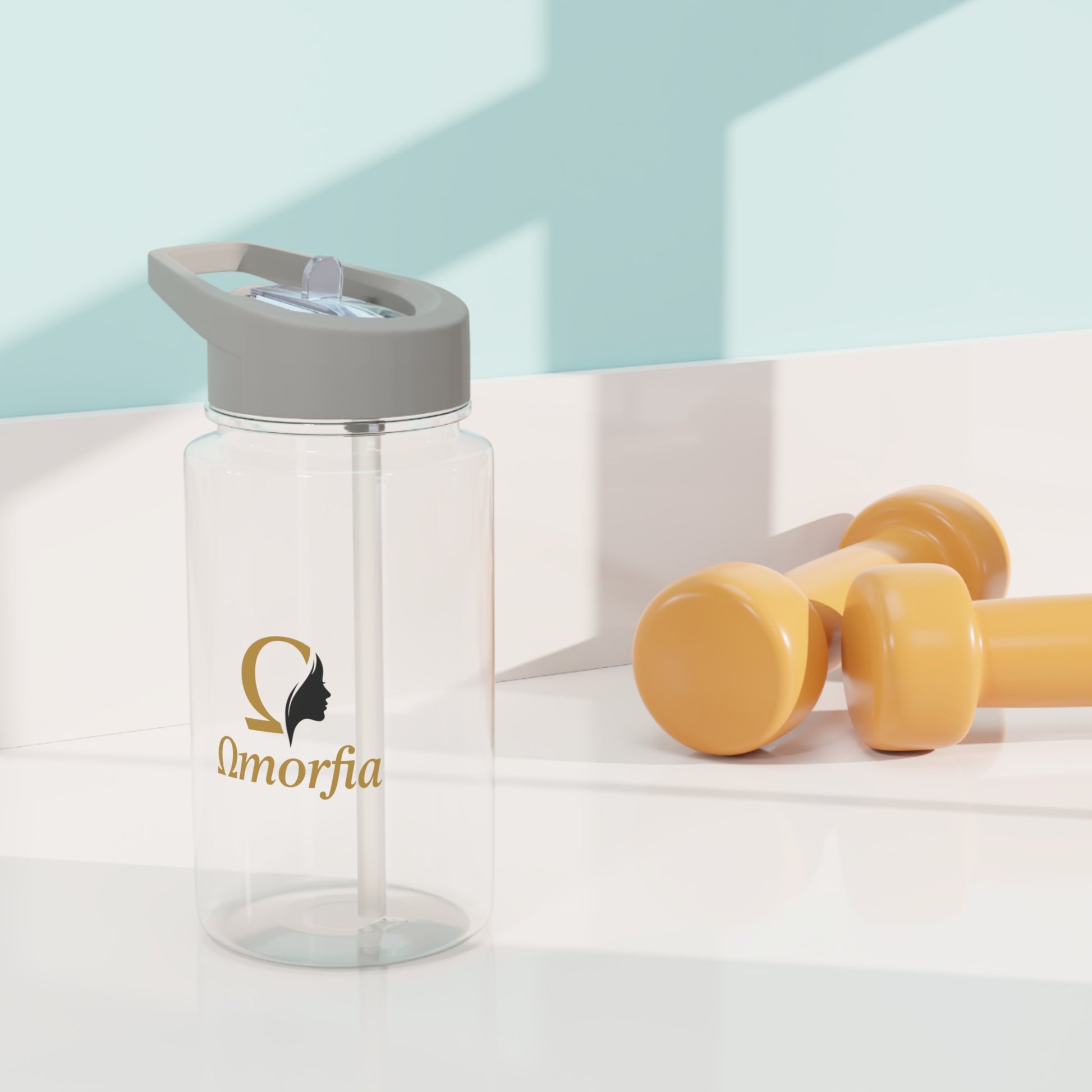 Tritan Water Bottle — Clear Sports Bottle 'Omorfia' Logo & Straw Lid